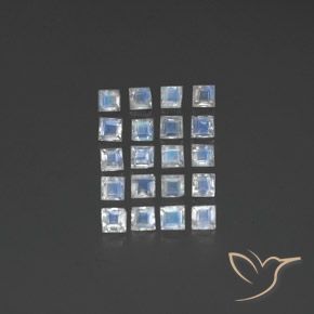 3.06ctw Naturale Bianco bluastro Pietra di luna arcobaleno, Quadrato, Trasparente