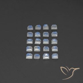 Gemme di Pietra di luna arcobaleno Bianco bluastro naturale da 3.06 ct, Quadrato, Trasparente