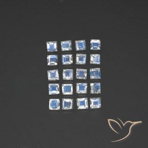 3.25ctw Naturale Bianco bluastro Pietra di luna arcobaleno, Quadrato, Trasparente