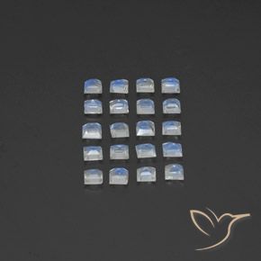 Gemme di Pietra di luna arcobaleno Bianco bluastro naturale da 3.25 ct, Quadrato, Trasparente