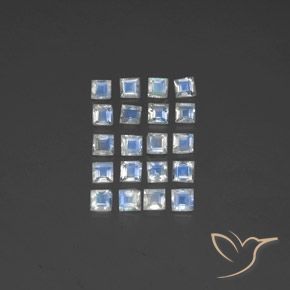 2.95ctw Naturale Bianco bluastro Pietra di luna arcobaleno, Quadrato, Trasparente