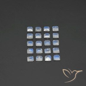 Gemme di Pietra di luna arcobaleno Bianco bluastro naturale da 2.95 ct, Quadrato, Trasparente