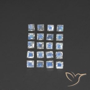 2.61ctw Naturale Bianco bluastro Pietra di luna arcobaleno, Quadrato, Trasparente