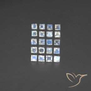 3.22ctw Naturale Bianco bluastro Pietra di luna arcobaleno, Quadrato, Trasparente/Traslucido