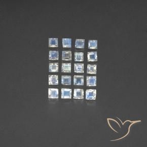 3.44ctw Naturale Bianco bluastro Pietra di luna arcobaleno, Quadrato, Trasparente