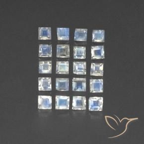 Gemme di Pietra di luna arcobaleno Bianco bluastro naturale da 3.44 ct, Quadrato, Trasparente