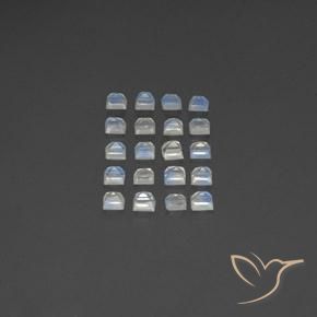 Gemme di Pietra di luna arcobaleno Bianco bluastro naturale da 3.44 ct, Quadrato, Trasparente