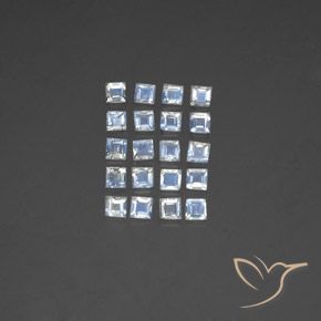 2.60ctw Naturale Bianco bluastro Pietra di luna arcobaleno, Quadrato, Trasparente