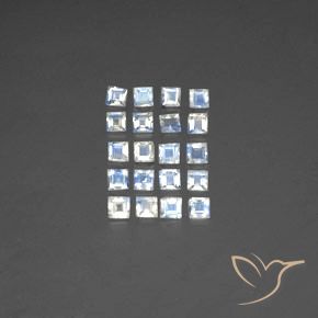 2.66ctw Naturale Bianco bluastro Pietra di luna arcobaleno, Quadrato, Trasparente