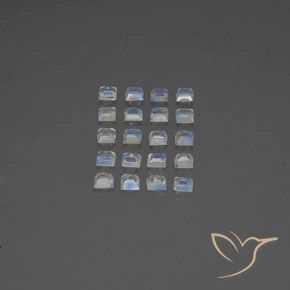 Gemme di Pietra di luna arcobaleno Bianco bluastro naturale da 2.66 ct, Quadrato, Trasparente