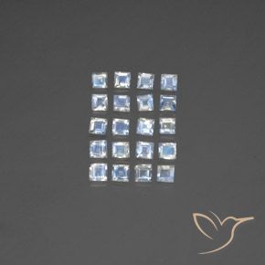2.39ctw Naturale Bianco bluastro Pietra di luna arcobaleno, Quadrato, Trasparente