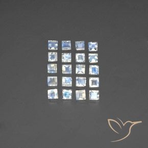3.16ctw Naturale Bianco bluastro Pietra di luna arcobaleno, Quadrato, Trasparente
