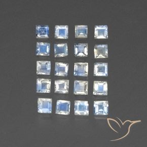 Gemme di Pietra di luna arcobaleno Bianco bluastro naturale da 2.81 ct, Quadrato, Trasparente