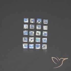 3.26ctw Naturale Bianco bluastro Pietra di luna arcobaleno, Quadrato, Trasparente