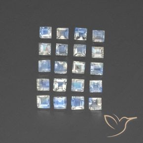 Gemme di Pietra di luna arcobaleno Bianco bluastro naturale da 3.26 ct, Quadrato, Trasparente