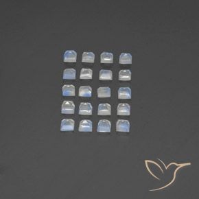Gemme di Pietra di luna arcobaleno Bianco bluastro naturale da 3.26 ct, Quadrato, Trasparente