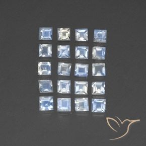 Gemme di Pietra di luna arcobaleno Bianco bluastro naturale da 2.77 ct, Quadrato, Trasparente