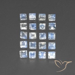 Gemme di Pietra di luna arcobaleno Bianco bluastro naturale da 3.26 ct, Quadrato, Trasparente