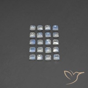 Gemme di Pietra di luna arcobaleno Bianco bluastro naturale da 3.26 ct, Quadrato, Trasparente