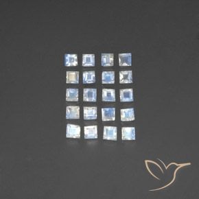 2.96ctw Naturale Bianco bluastro Pietra di luna arcobaleno, Quadrato, Trasparente
