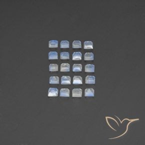 Gemme di Pietra di luna arcobaleno Bianco bluastro naturale da 2.96 ct, Quadrato, Trasparente
