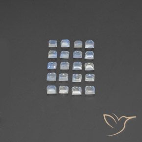 Gemme di Pietra di luna arcobaleno Bianco bluastro naturale da 3.01 ct, Quadrato, Trasparente