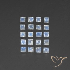 3.57ctw Naturale Bianco bluastro Pietra di luna arcobaleno, Quadrato, Trasparente