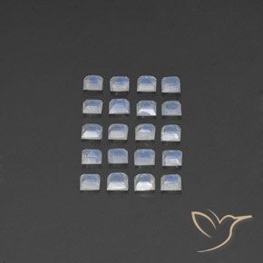 Gemme di Pietra di luna arcobaleno Bianco bluastro naturale da 2.68 ct, Quadrato, Trasparente/Traslucido
