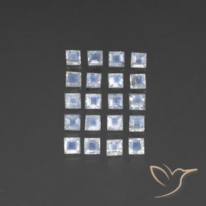 3.14ctw Naturale Bianco bluastro Pietra di luna arcobaleno, Quadrato, Trasparente/Traslucido