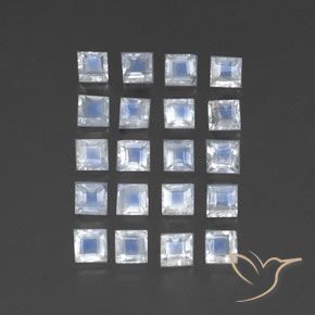Gemme di Pietra di luna arcobaleno Bianco bluastro naturale da 3.14 ct, Quadrato, Trasparente/Traslucido