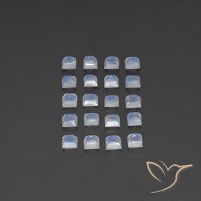 Gemme di Pietra di luna arcobaleno Bianco bluastro naturale da 3.14 ct, Quadrato, Trasparente/Traslucido