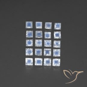 3.09ctw Naturale Bianco bluastro Pietra di luna arcobaleno, Quadrato, Trasparente