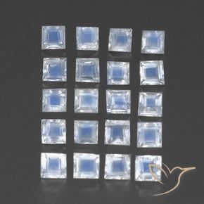Gemme di Pietra di luna arcobaleno Bianco bluastro naturale da 3.09 ct, Quadrato, Trasparente