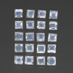 Pietra di luna arcobaleno naturale bianco da 2,35 ct, quadrato, trasparente