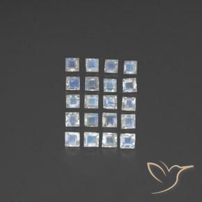 2.53ctw Naturale Bianco bluastro Pietra di luna arcobaleno, Quadrato, Trasparente