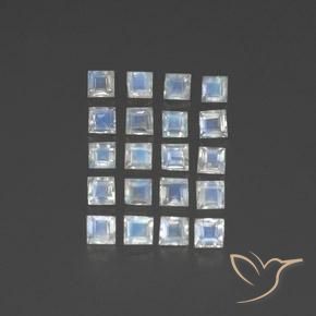 Gemme di Pietra di luna arcobaleno Bianco bluastro naturale da 2.53 ct, Quadrato, Trasparente