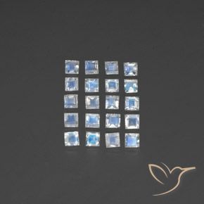 2.70ctw Naturale Bianco bluastro Pietra di luna arcobaleno, Quadrato, Trasparente
