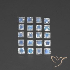 Gemme di Pietra di luna arcobaleno Bianco bluastro naturale da 2.70 ct, Quadrato, Trasparente