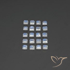 Gemme di Pietra di luna arcobaleno Bianco bluastro naturale da 2.70 ct, Quadrato, Trasparente