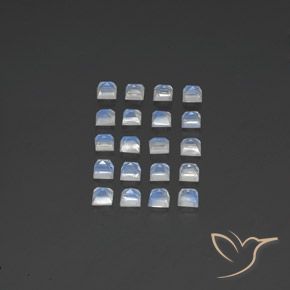 Gemme di Pietra di luna arcobaleno Bianco bluastro naturale da 2.88 ct, Quadrato, Trasparente