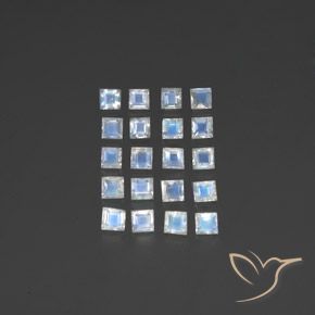 2.90ctw Naturale Bianco bluastro Pietra di luna arcobaleno, Quadrato, Trasparente