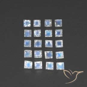 Gemme di Pietra di luna arcobaleno Bianco bluastro naturale da 2.90 ct, Quadrato, Trasparente