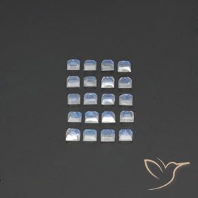 Gemme di Pietra di luna arcobaleno Bianco bluastro naturale da 2.90 ct, Quadrato, Trasparente