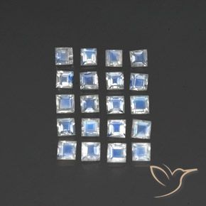 Gemme di Pietra di luna arcobaleno Bianco bluastro naturale da 2.15 ct, Quadrato, Trasparente