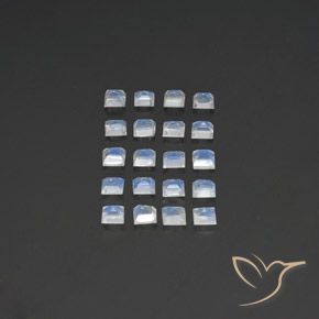 Gemme di Pietra di luna arcobaleno Bianco bluastro naturale da 2.15 ct, Quadrato, Trasparente