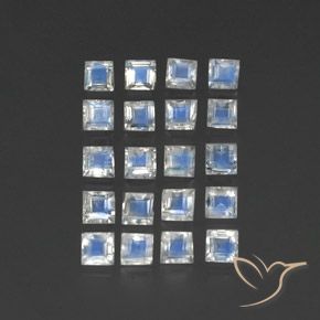 Gemme di Pietra di luna arcobaleno Bianco bluastro naturale da 3.34 ct, Quadrato, Trasparente
