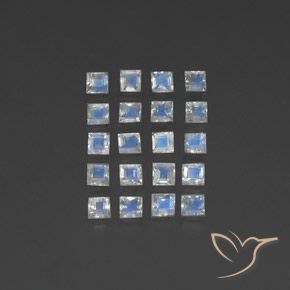 3.45ctw Naturale Bianco bluastro Pietra di luna arcobaleno, Quadrato, Trasparente