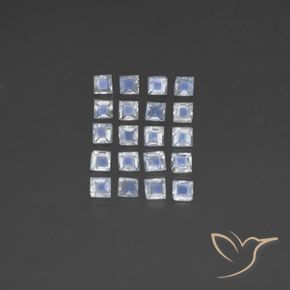 3.42ctw Naturale Bianco bluastro Pietra di luna arcobaleno, Quadrato, Trasparente