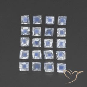 Gemme di Pietra di luna arcobaleno Bianco bluastro naturale da 3.42 ct, Quadrato, Trasparente