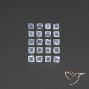 2.49ctw Naturale Bianco bluastro Pietra di luna arcobaleno, Quadrato, Trasparente